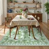 Covaba modern botanical floral area rug in sage mist, styled in a room setting, view 8