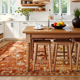 Covaba modern natural botanical floral area rug in golden wheat, styled in a room setting, view 3