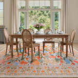 Covaba modern natural botanical floral area rug in multicolor, styled in a room setting, view 9