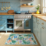 Covaba modern tropical bird runner rug in fern green, styled in a room setting, view 7
