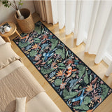 Covaba modern tropical bird runner rug in ink black, styled in a room setting, view 4