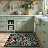Covaba modern tropical bird runner rug in ink black, styled in a room setting, view 6