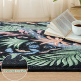 Covaba modern tropical bird runner rug in ink black, styled in a room setting, view 8