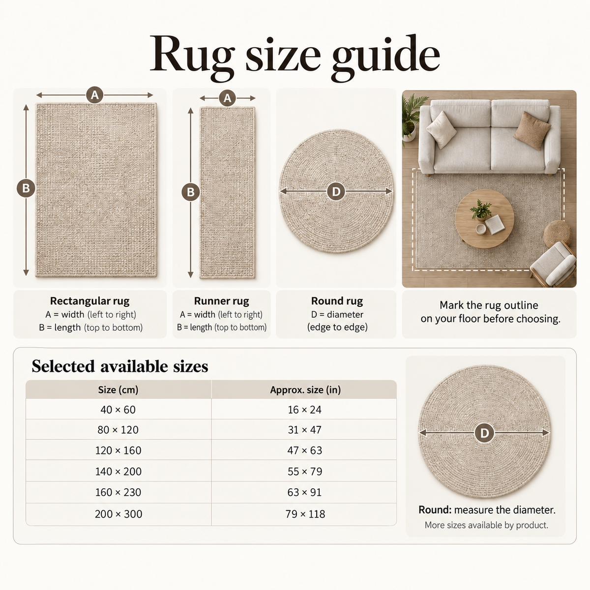 Rug size guide