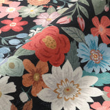 Covaba vintage floral scalloped area rug in ink black, styled in a room setting, view 7