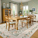 Covaba vintage floral area rug in warm beige, styled in a room setting, view 16