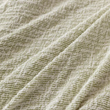 Macro of sage veil chenille fabric showing the flecked woven texture