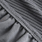 Detail of the Steel Gray corduroy cover elastic hem and stitched stretch edge