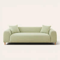Mint Breeze ice silk sofa cover fitted on a three-seat sofa, front view on ivory background