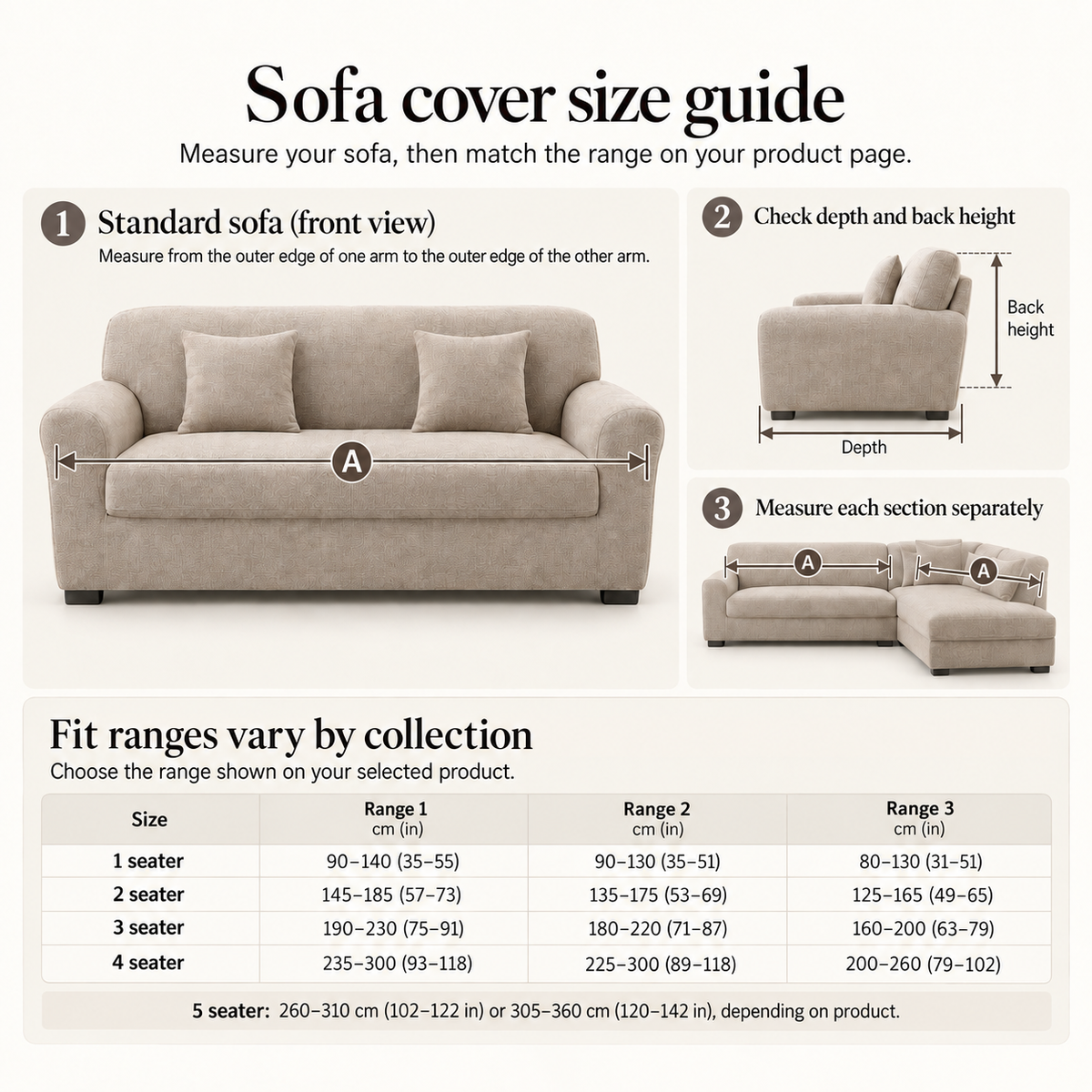 Sofa cover size guide