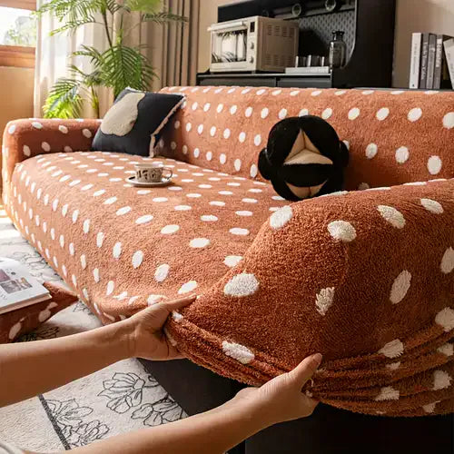 Sofa Cover – Teddy – Caramel Dot