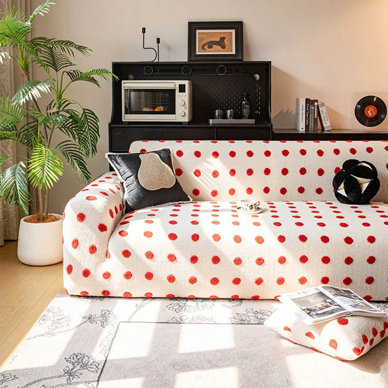 Sofa Cover – Teddy – Cream Red