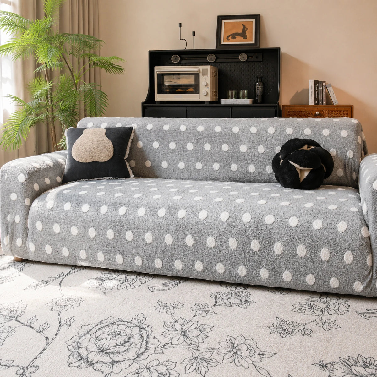 Sofa Cover – Teddy – Grey Snow