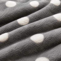 Macro close-up of the grey teddy fleece with raised white polka dots
