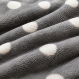 Macro close-up of the grey teddy fleece with raised white polka dots
