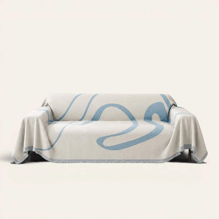 Sofa Throw – Abstract Muse – Azure Flow