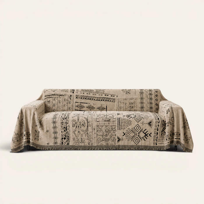 Sofa Throw – Artisan Glyph – Sand Beige