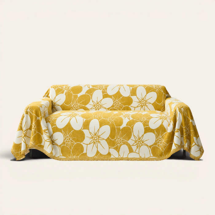 Sofa Throw – Bloom Elegance – Golden Bloom