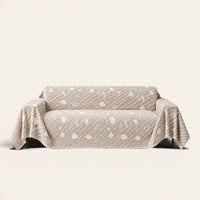 Sofa Throw – Botanical Quilted – Linen Beige