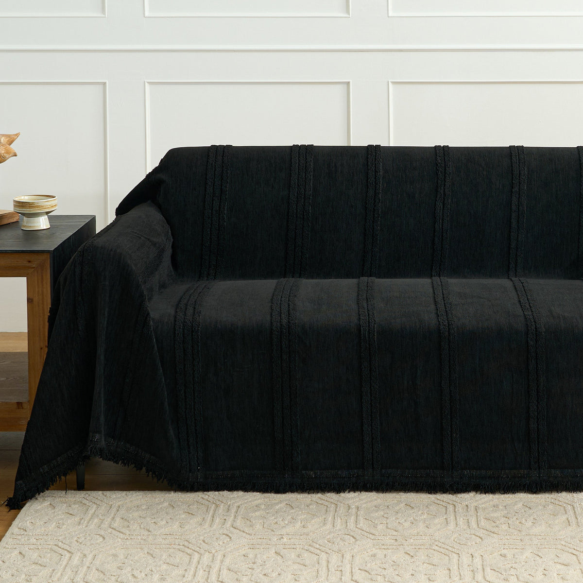 Sofa Throw – Classic Striped – Ebony Elegance