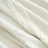 Macro of Ivory Whisper Classic Striped fabric, raised tufted stripes over a ribbed woven weave