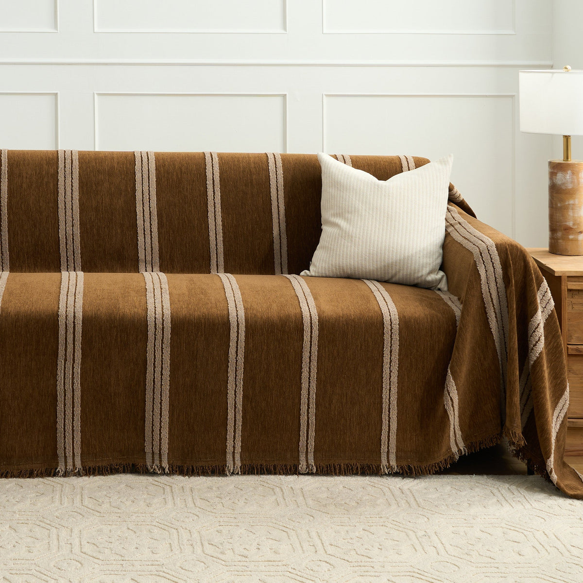 Sofa Throw – Classic Striped – Mocha Harmony