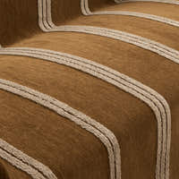 Macro of Mocha Harmony Classic Striped fabric, raised tufted cream stripes on soft mocha chenille