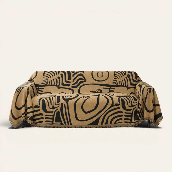 Sofa Throw – Contemporary Tribal – Ebony Sand
