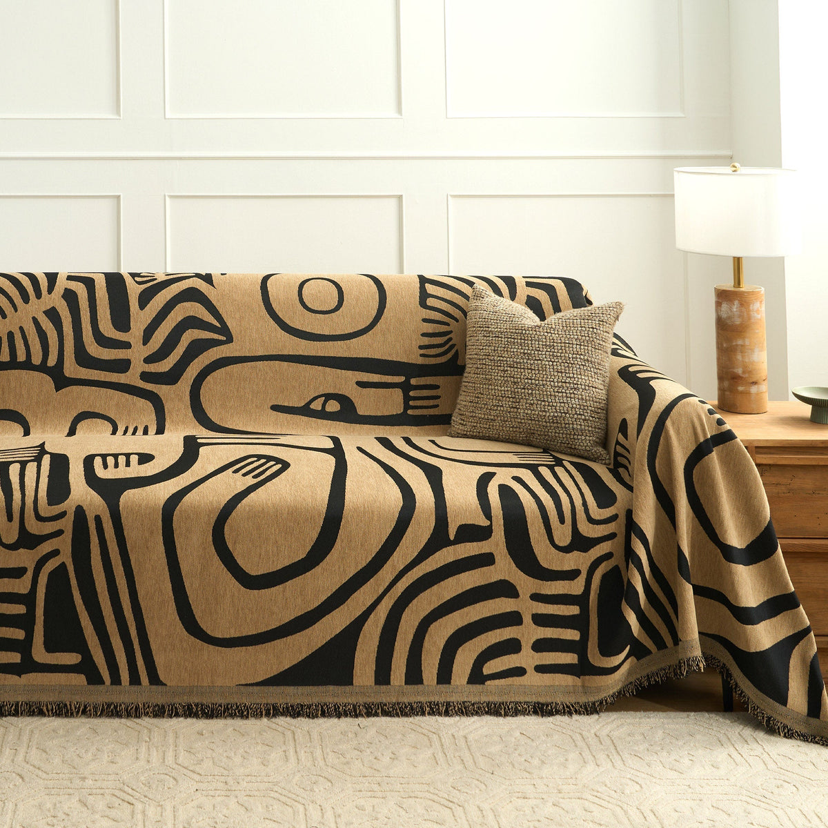 Sofa Throw – Contemporary Tribal – Ebony Sand