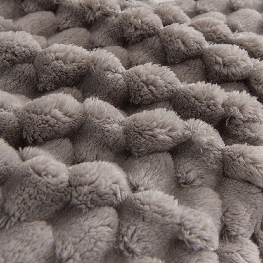 Macro of the Slate Gray Cozy Chic fabric showing plush popcorn bubble texture