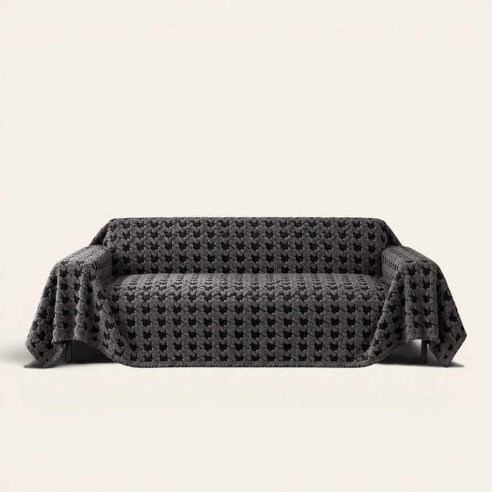 Sofa Throw – Cozy Houndstooth – Charcoal Gray