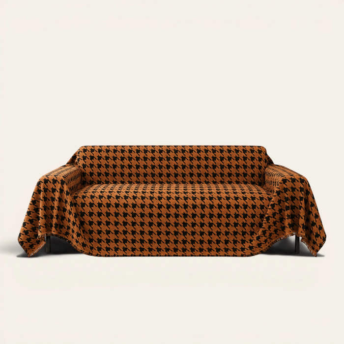 Sofa Throw – Cozy Houndstooth – Coffee Brown