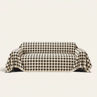 Sofa Throw – Cozy Houndstooth – Ivory Black
