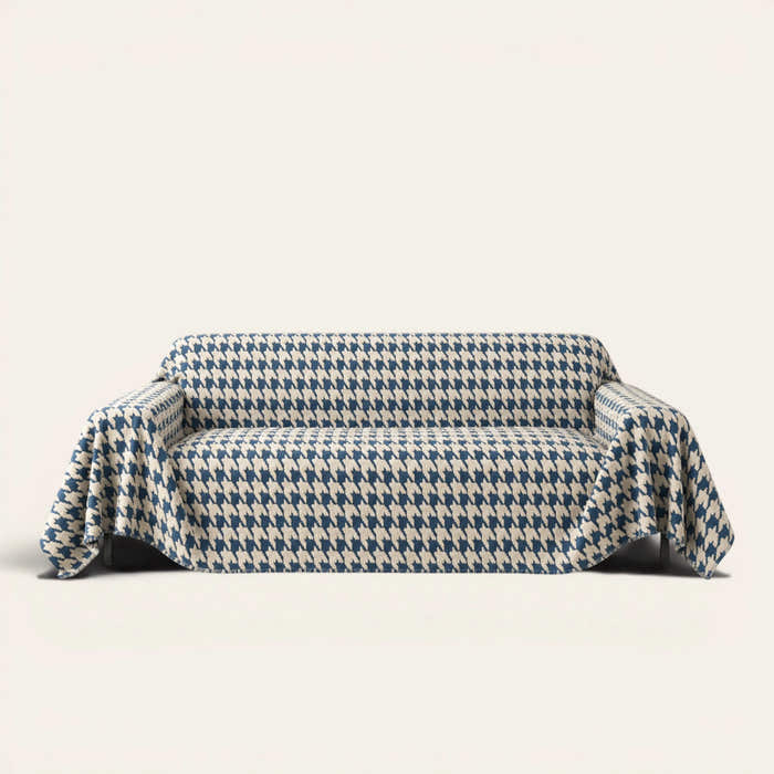 Sofa Throw – Cozy Houndstooth – Ocean Blue