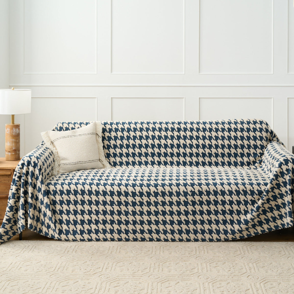 Sofa Throw – Cozy Houndstooth – Ocean Blue