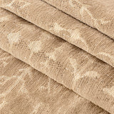 Macro of the folded Oat Beige chenille showing the ivory French Vintage botanical weave