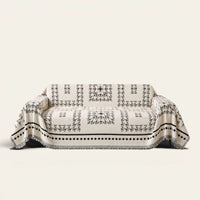 Sofa Throw – Fringed Boho – Ivory Ink