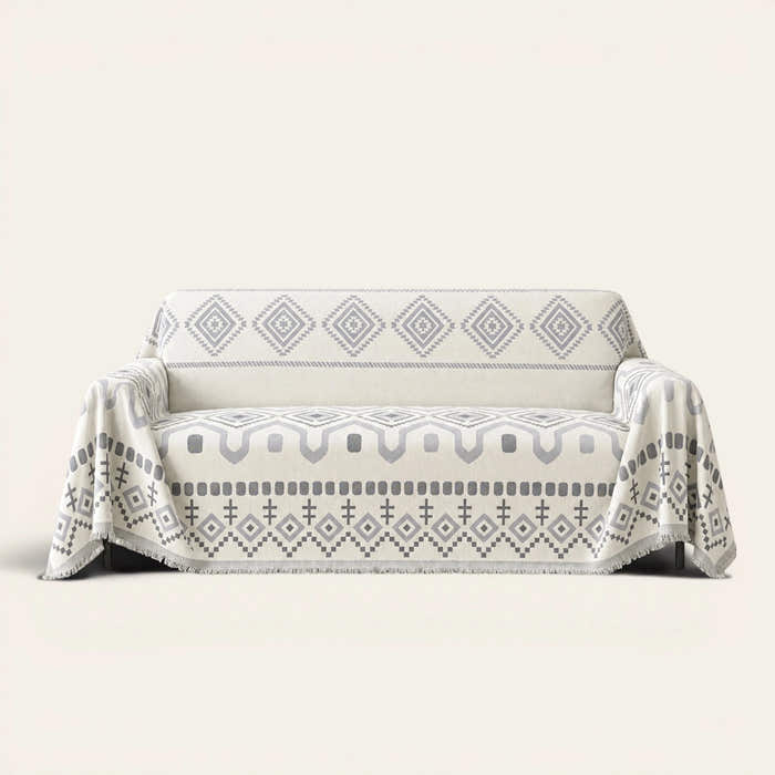 Sofa Throw – Geometric Boho – Gray Geometry