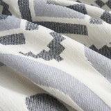Macro close-up of the woven Gray Geometry fabric showing the Geometric Boho diamond pattern