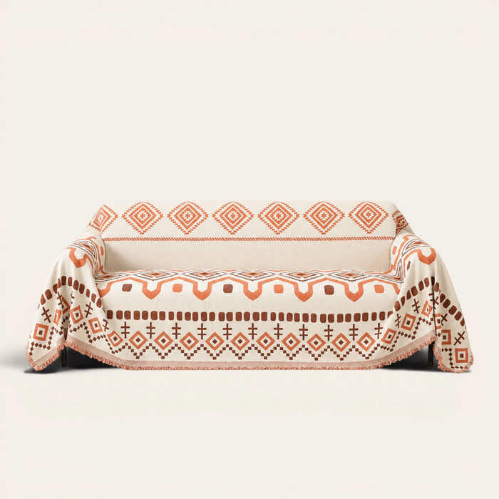 Sofa Throw – Geometric Boho – Orange Geometry