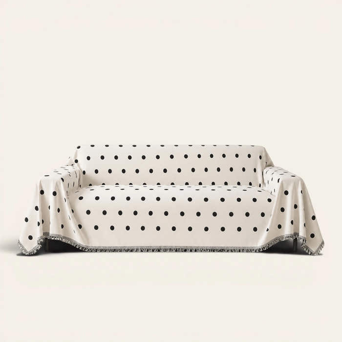 Sofa Throw – Geometric Chenille – Black Boba