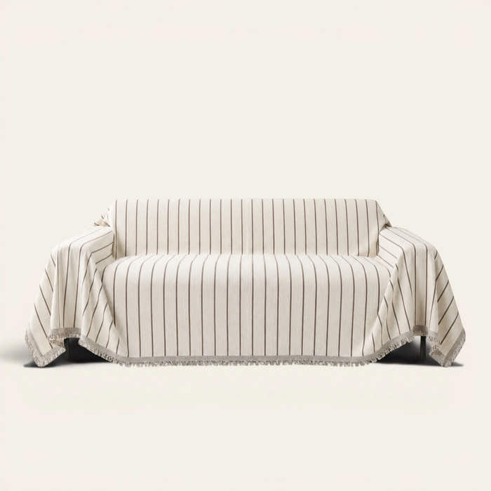Sofa Throw – Geometric Chenille – Black Linearity