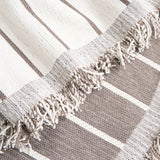 Macro of the fringed reversible edge of the Geometric Chenille throw in Black Linearity