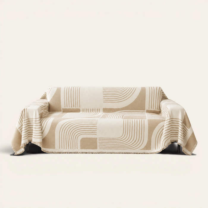 Sofa Throw – Geometric Harmony – Brown Stream