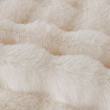 Close-up of the rippled Ivory Luxe faux fur showing the Luxe Ripple plush texture