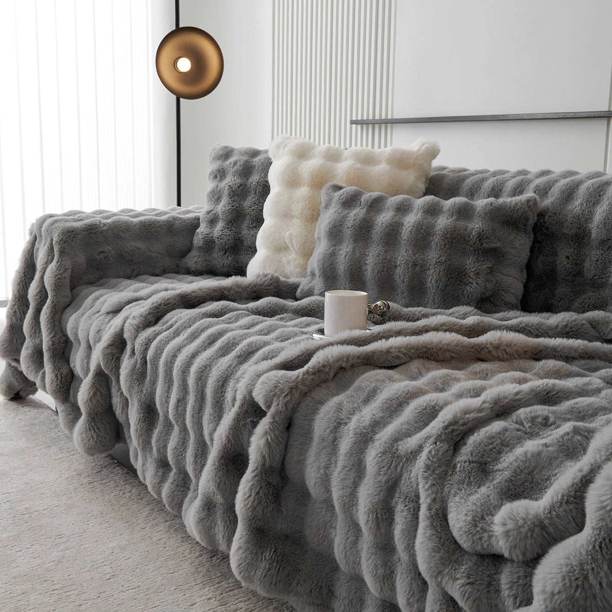Sofa Throw – Luxe Ripple – Smoky Quartz