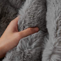 Macro of a hand pressing the Smoky Quartz Luxe Ripple faux fur showing soft ruched pile