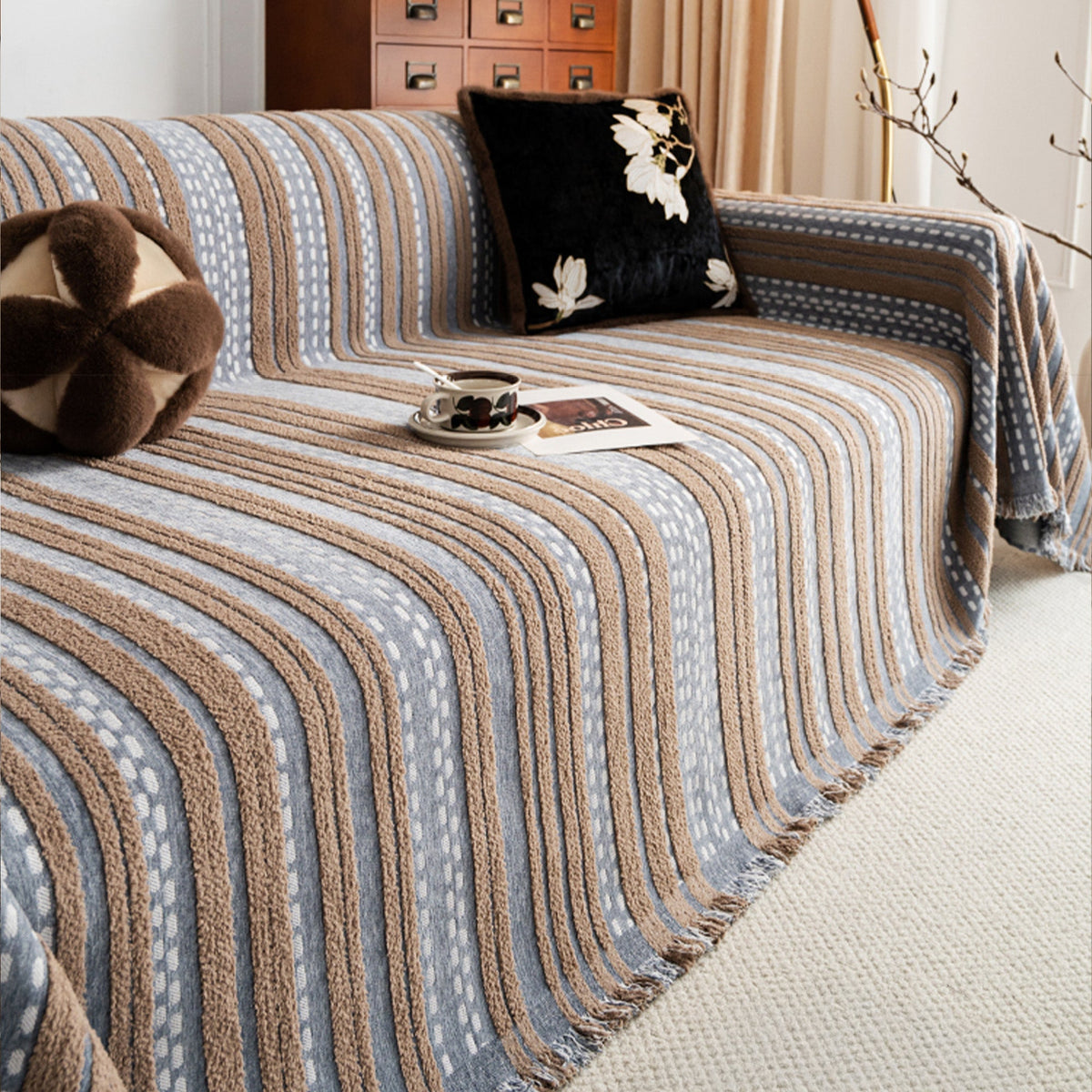 Sofa Throw – Metro Stripe – Slate Blue