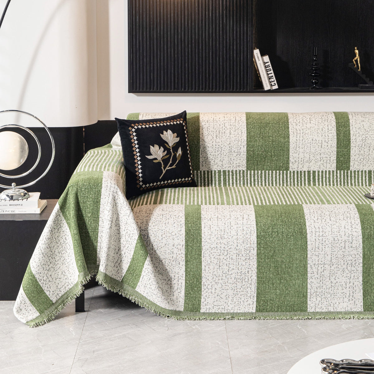 Sofa Throw – Modern Stripe – Forest Green