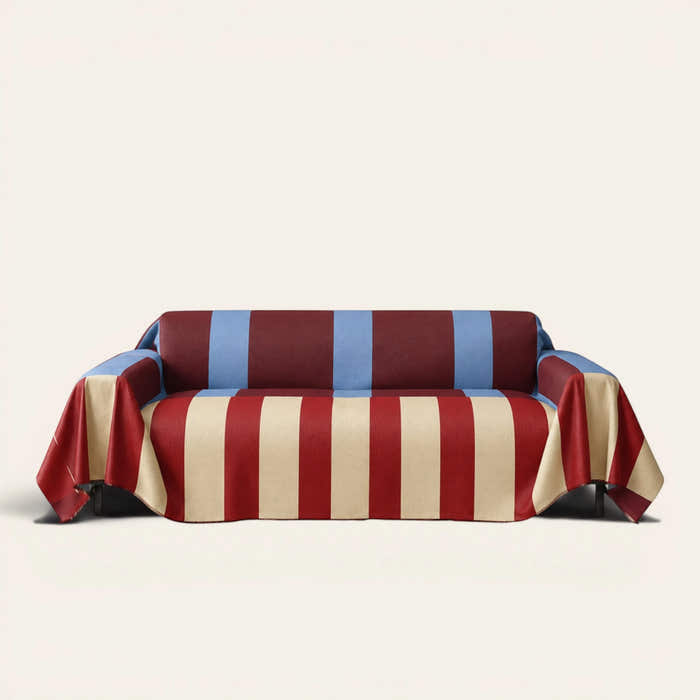 Sofa Throw – Modern Striped – Brick Blue